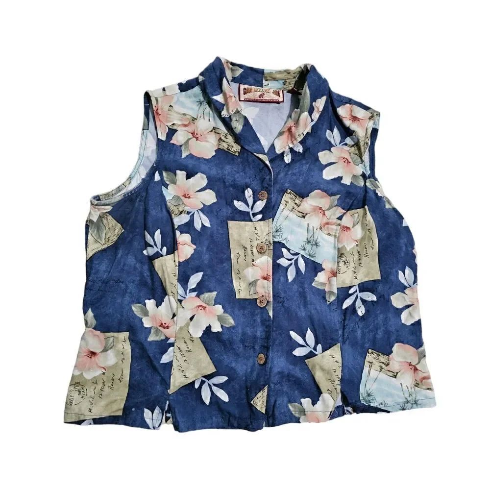 Women's CARIBBRRAN JOE Sleeveless Floral Rayon Shirt